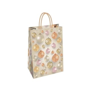 WR TOREBKA OZDOBNA 36x12x41CM GWIAZDKA BOMBKI KREM