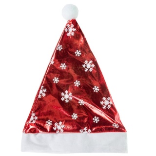 Błyszcząca czapka Świętego Mikołaja koloru czerwonego