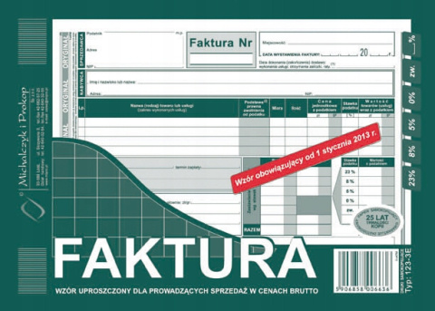 DRUK FAKTURA VAT A5 123-3E 6636 DRUK FAKTURA VAT A5 123-3E 6636