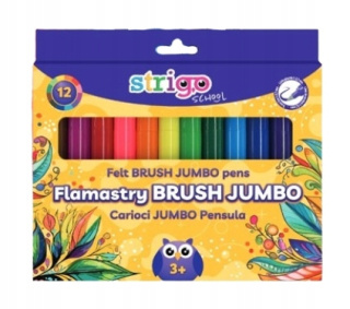 STRIGO FLAMASTRY Z KOŃCÓWKĄ BRUSH 12 KOLORÓW