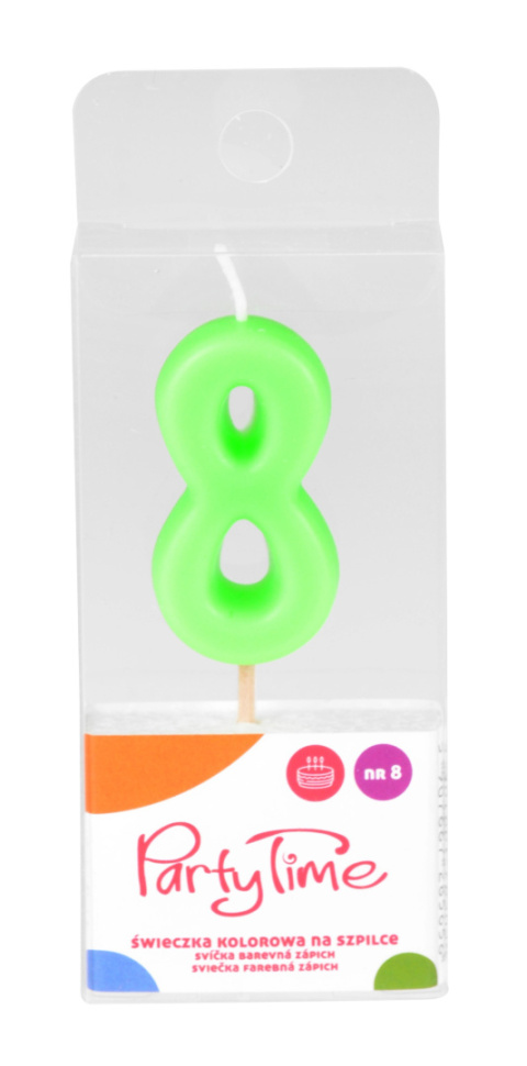 Świeczka cyferka nr 8 kolorowa Świeczka cyferka nr 8 kolorowa