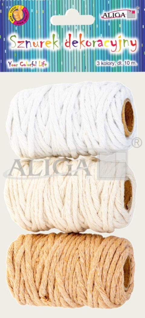 Sznurek bawełniany mix 3 kolorów SZ-7628 2mm/10m