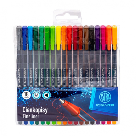 Cienkopisy trójkątne 0,4 mm ASTRAPEN - 18 szt. Cienkopisy trójkątne 0,4 mm ASTRAPEN - 18 szt.