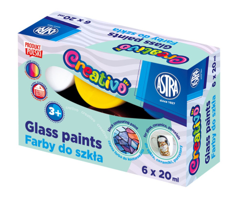Farby do szkła ASTRAFUN 6 kol x 20 ml Farby do szkła ASTRAFUN 6 kol x 20 ml