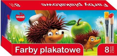 Farby plakatowe MONA 8 kolorów 20 ml(6)