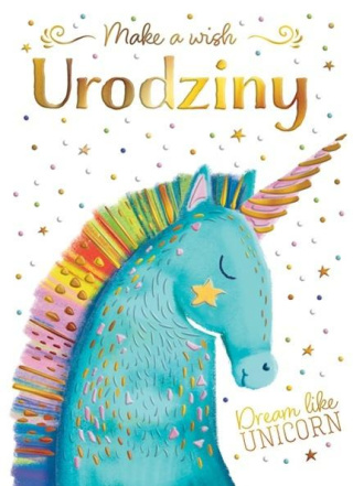 KARNET B6 ZŁOCONY TŁOCZONY URODZINY - JEDNOROŻEC Z GWIAZDĄ