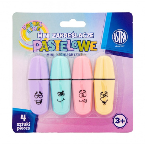 Mini zakreślacze pastelowe 4 szt, blister Mini zakreślacze pastelowe 4 szt, blister