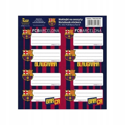 NAKLEJKI NA ZESZYTY FC-201 FC BARCA 6 NAKLEJKI NA ZESZYTY FC-201 FC BARCA 6