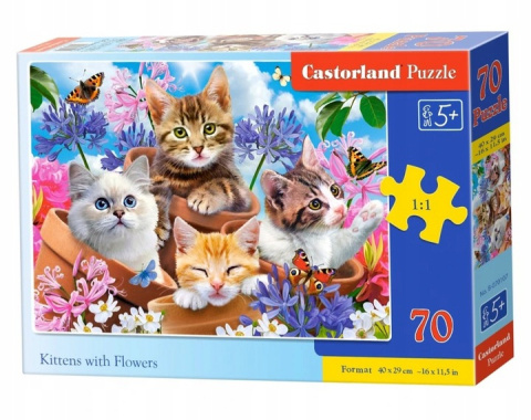Puzzle 70 el. Kittens with Flowers