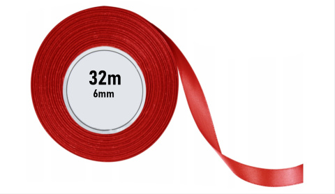 Wstążka sat.czerwona 6mm/32m 1SZT ax06-08
