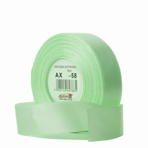 Wstążka sat j. zielony 6mm/32m 1szt AX06-58 Wstążka sat j. zielony 6mm/32m 1szt AX06-58