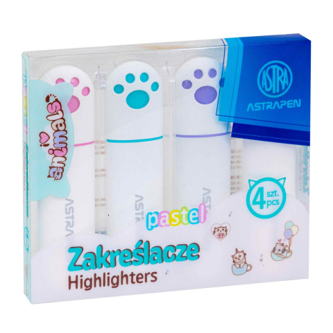 Zakreślacze z łapkami ASTRAPEN ANIMALS - 4 szt. PE Zakreślacze z łapkami ASTRAPEN ANIMALS - 4 szt. PE