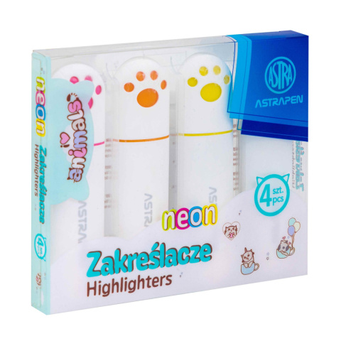 Zakreślacze z uszkami ASTRAPEN ANIMALS - 4 szt. PE