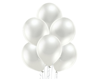 BALONY 100SZT BIAŁE METALIZOWANE 10"
