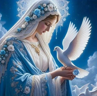 DIAMENTOWA MOZAIKA ŚWIĘTE MARYJA Z GOŁĘBIEM
