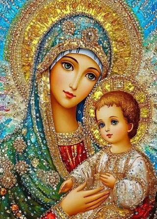 DIAMENTOWA MOZAIKA ŚWIĘTE MARYJA Z JEZUSEM