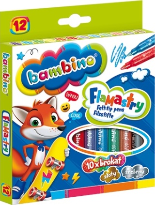 Flamastry brokatowe BAMBINO 12 kolorow
