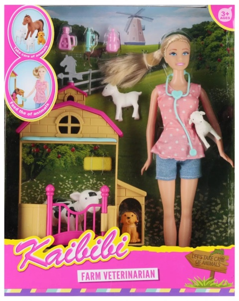 LALKA 29CM+AKC STADNINA ZE ZWIERZĘTAMI 26X32X7 MC