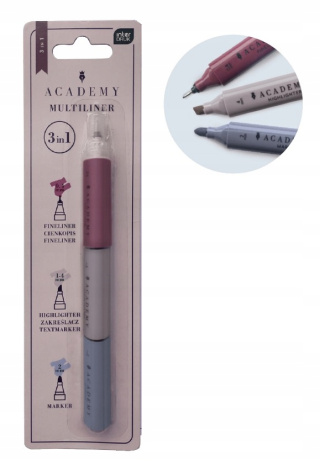 Marker + zakreśl.+ cienkop.3w1 Academy