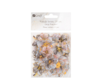 NAKLEJKI POŁYSKUJĄCE KWIATY 20 SZT - GRAY POWDER