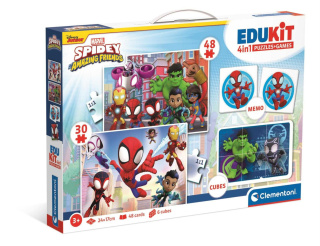 PUZZLE 48+36+ MEMO+ 6 KLOCKÓW EDUKIT SPIDEY CLEMEN