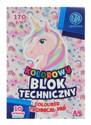 Blok kolorowy barwiony w masie ASTRAPAP A4 170g 10