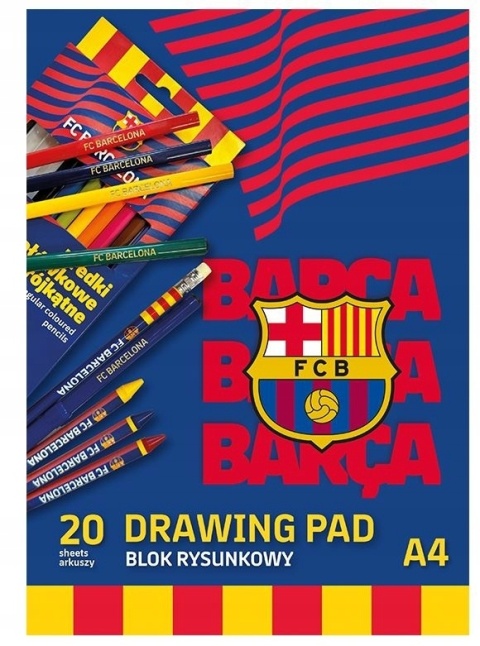 Blok rysunkowy FC BARCELONA A4 100g 20 ark