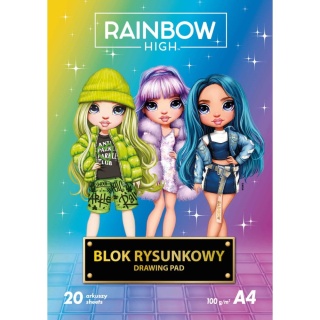 Blok rysunkowy RAINBOW HIGH A4 100g 20 ark
