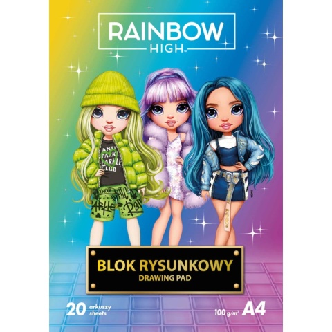 Blok rysunkowy RAINBOW HIGH A4 100g 20 ark