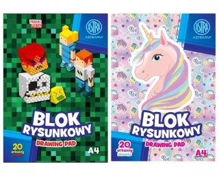 Blok rysunkowy biały ASTRAPAP A4 20 ark ''Pixel&Un