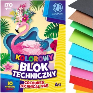 Blok tech.barwiony w masie ASTRAPAP A4 170g 10ark