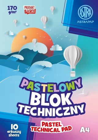 Blok tech. kolor pastel ASTRAPAP A4 170g 10ark