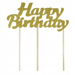 Dekoracja tortu Happy Birthday złota - FSC Mix Cre