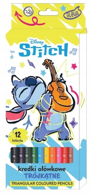 KREDKI OŁÓWKOWE TRÓJKĄTNE 12KOL. STITCH BENIAMIN