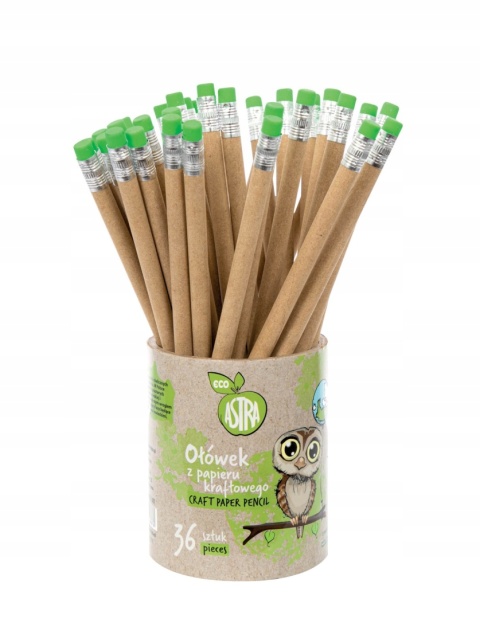 Ołówek z papieru kraftowego z zieloną gumką ECO As