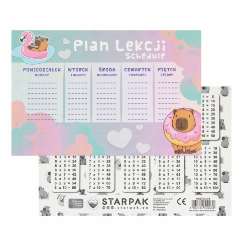 PLAN LEKCJI+TABL MNOŻENIA A5 KAPIBARA STK(25)
