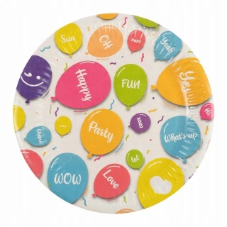 Talerze papierowe - Happy Balloons (8 szt.) - FSC