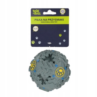 ZABAWKA DLA PSA PIŁKA NA SMACZK I DŹWĘK SZARA 9CM TRIK48