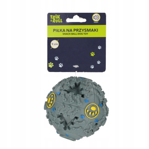 ZABAWKA DLA PSA PIŁKA SMACZEK DŹW SZARA 9CM TRIK48
