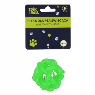 ZABAWKA DLA PSA PIŁKA ŚWIECĄCA ZIELONA 6CM TRIK