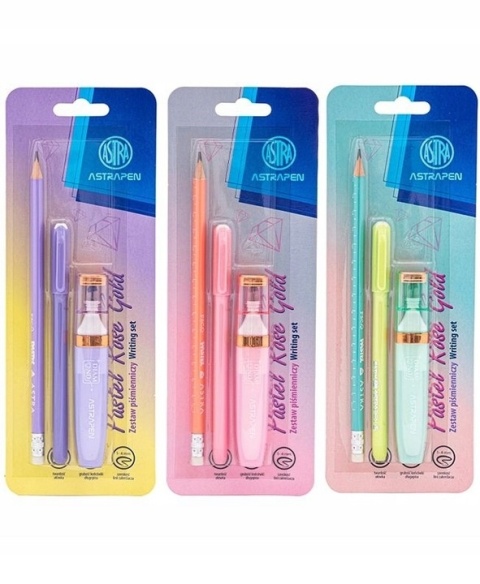 Zestaw piśmienniczy pastelowy ASTRAPEN ROSE GOLD 3