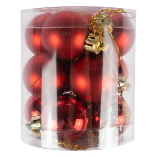 Bombki nietłukące w tubie 3 cm (12 szt.) czerwone