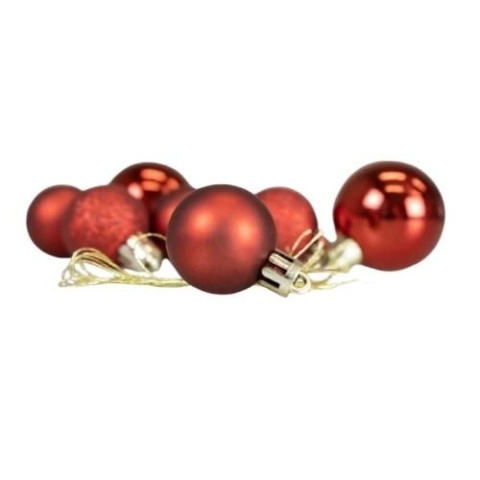Bombki - zestaw w bombce (9 szt.) czerwony