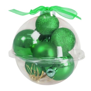 Bombki - zestaw w bombce (9 szt.) zielony