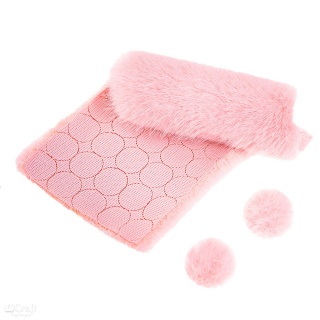 FUTERKOWE POMPONY NA TAŚMIE JASNY RÓŻ 3 CM, 50 SZT