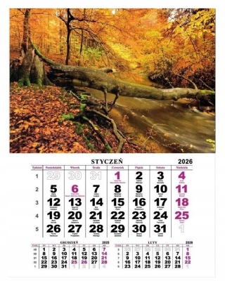 KALENDARZ JEDNODZIELNY MIESIĘCZNY MIX 2026