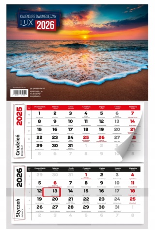 KALENDARZ ŚCIENNY DWUMIESIĘCZNY LUX 2026