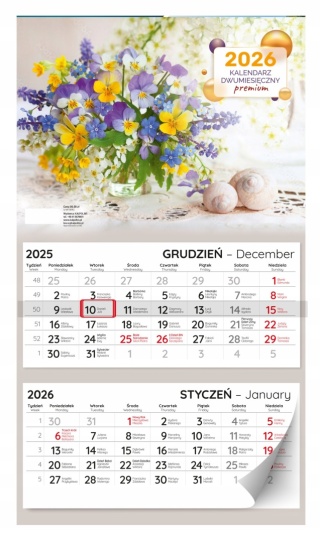 KALENDARZ ŚCIENNY DWUMIESIĘCZNY PREMIUM 2026
