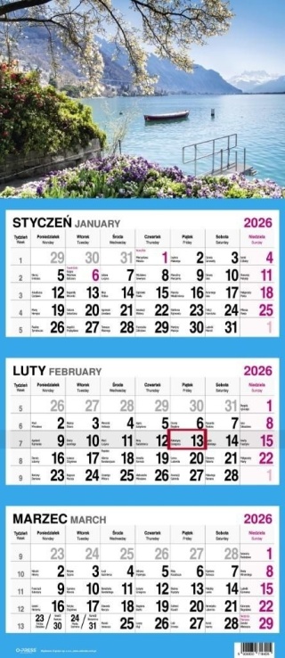 KALENDARZ TRÓJDZIELNY DUŻY 2026 WIDOK