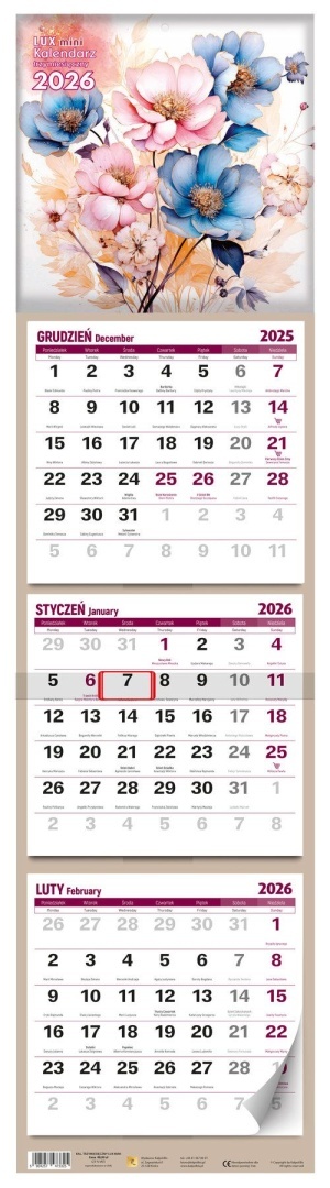 KALENDARZ TRZYMIESIĘCZNY LUX MINI 2026